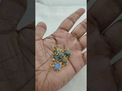 Blue Fire Labradorite Evil Eye Charm Handmade 925 Sterling Silver Gold Plated Marquise Spiritual Healing Gemstone Jewelry- Selling Per Piece