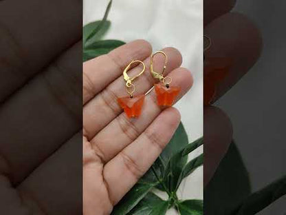 Natural Carnelian Butterfly Earrings Boho Handmade 925 Sterling Silver Gold Plated Dangles-Selling by Pair