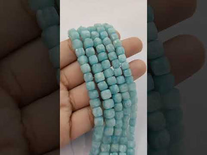 Natural Amazonite Faceted Cube Beads Blue Square Gemstone Beads for Bracelet & Jewelry Making- Selling Per Strand