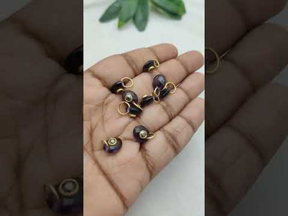 Handcrafted Double Gemstone Pendant Amethyst & Moss Agate in Gold Plated Bezel for DIY Jewelry- Selling Per Piece
