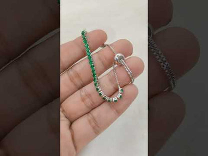 Minimalist Green CZ Tennis Bracelet 18K Gold Plated Prong Set Adjustable Fashion Jewelry for Women – Selling Per Piece