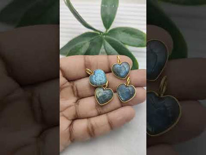 15mm LabradoriHeart Pendant Handmade Gold Plated Sterling Silver Healing Gemstone Necklace Charms for Women- Selling Per Piece