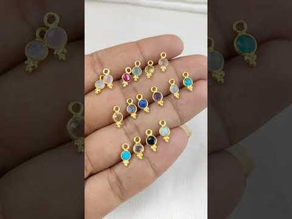 Multi-Color 4mm Faceted Gemstone Pendant Dainty Round Crystal Charms for Custom Jewelry Making