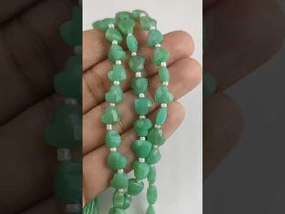 Natural Chrysoprase Chalcedony Faceted Heart Beads Unique 8-9mm Gemstones for Handmade Jewelry