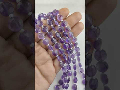 Natural Purple Amethyst Coin Shape Gemstones Beads for DIY Jewelry