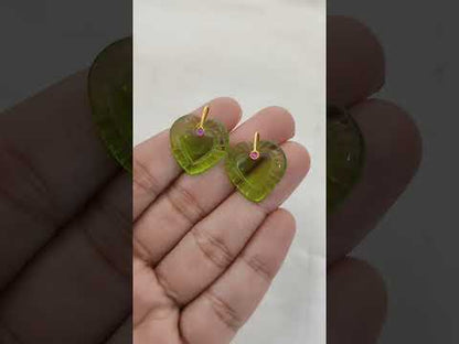 Peridot Quartz Heart Gemstone Pendant August Birthstone Charm with 925 Sterling Silver Fancy Bail for Necklace Makin- Selling Per Piece