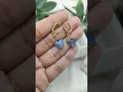 Boho Butterfly Earrings with Labradorite Handmade Gold Plated 925 Sterling Silver Jewelry-Selling by Pair