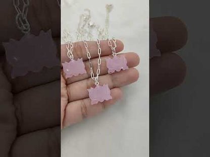 Handmade Pink Chalcedony Lotus Pendant Everyday Healing Necklace for Women- Selling Per Piece