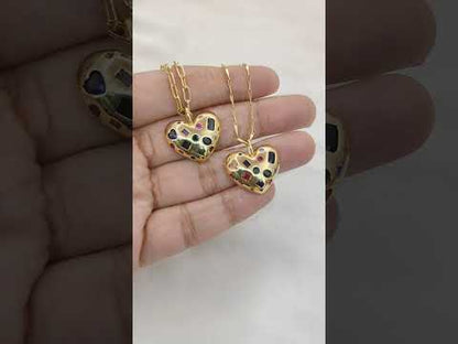 18K Gold Filled Puffy Heart Pendant Necklace for Women, Multicolor Inlay Micropavé Cubic Zirconia Charm, Sparkling Love Jewelry Gift- Selling Per Piece