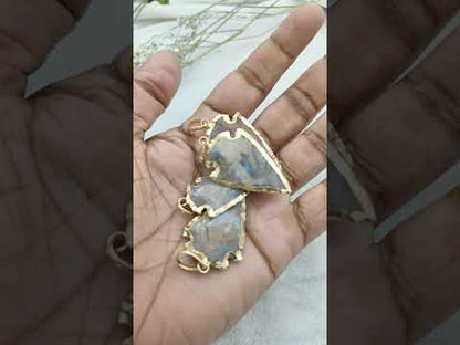 Gold Electroplated Agate Arrowhead Pendant Raw Natural Gemstone for DIY Necklaces & Tribal Jewelry Designs- Selling Per Piece