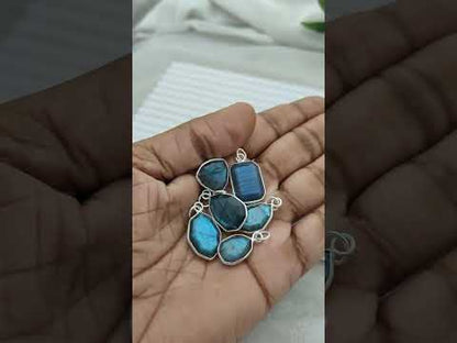 Blue Labradorite Faceted Pendant in Solid 925 Sterling Silver Handmade Minimalist Necklace Charm - Selling Per Piece