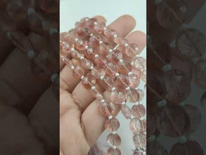 Natural Pink Strawberry Quartz Coin Shape Gemstone Beads