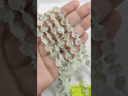 8-9mm Faceted Green Dots Coin Shape Gemstone Beads for DIY Making