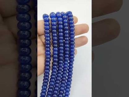 8mm Blue Sapphire Quartz Rondelle Beads Smooth Loose Gemstone Strand for DIY Bracelets & Necklaces