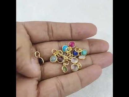 Crystal Quartz Necklace Charm Handmade 6mm Faceted Gemstone Bezel Pendant in Gold Vermeil & 925 Sterling Silver- Selling Per Piece