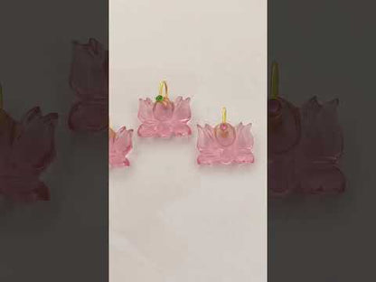 925 Sterling Silver Pink Quartz Lotus Carving Pendant Mahalaxmi Goddess Spiritual Healing Crystal Charm for Necklace Jewelry Making- Selling Per Piece