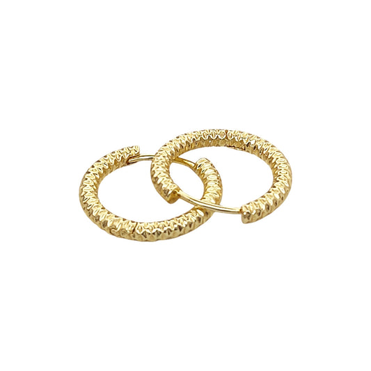 Gold Plated Textured Huggie Hoop Earring Findings with Lever Back Ear Wire DIY Jewelry Making Supplies- Selling Per Pair