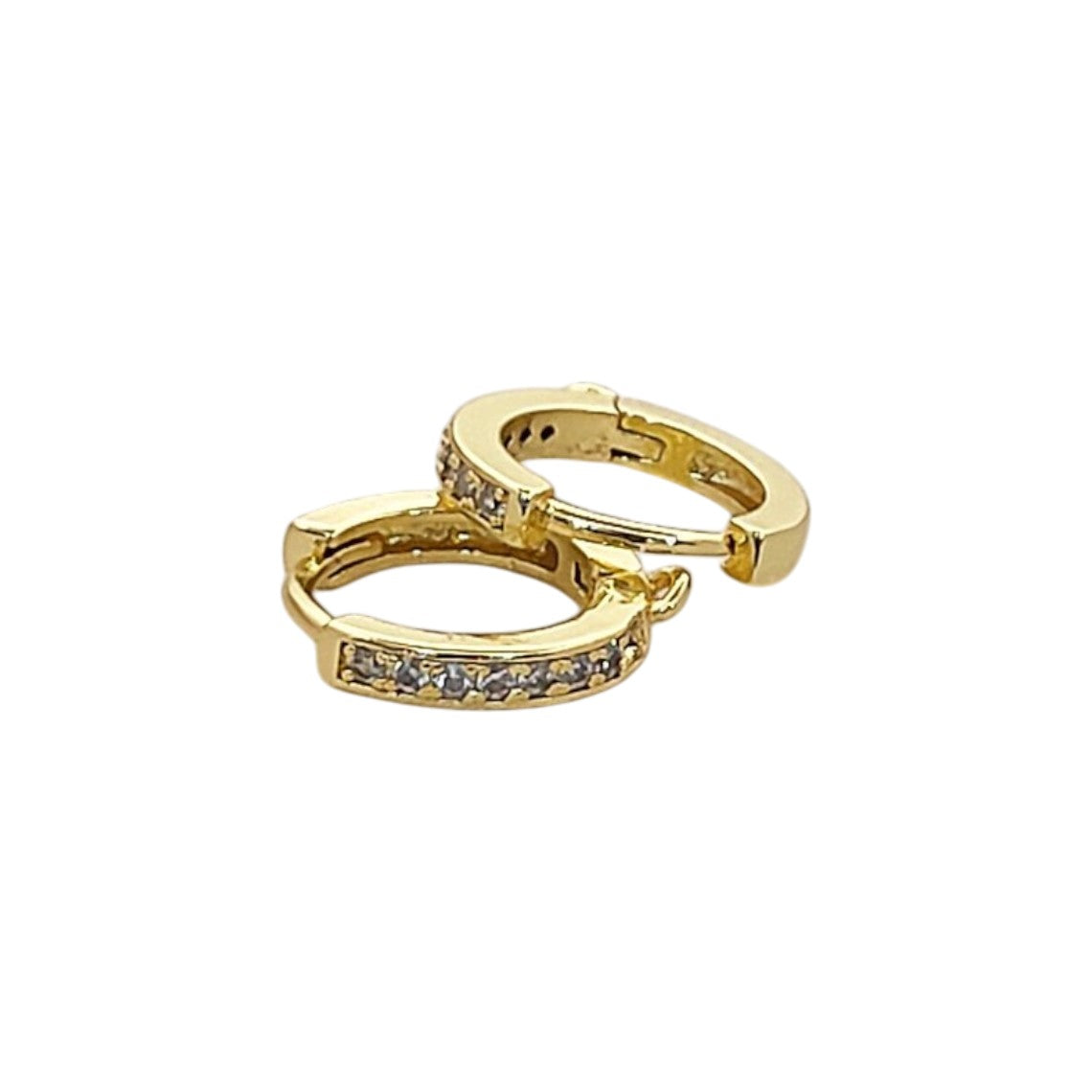Gold Plated CZ Huggie Hoop Earring Findings Cubic Zirconia Leverback Hoops for Jewelry Making- Selling Per Pair