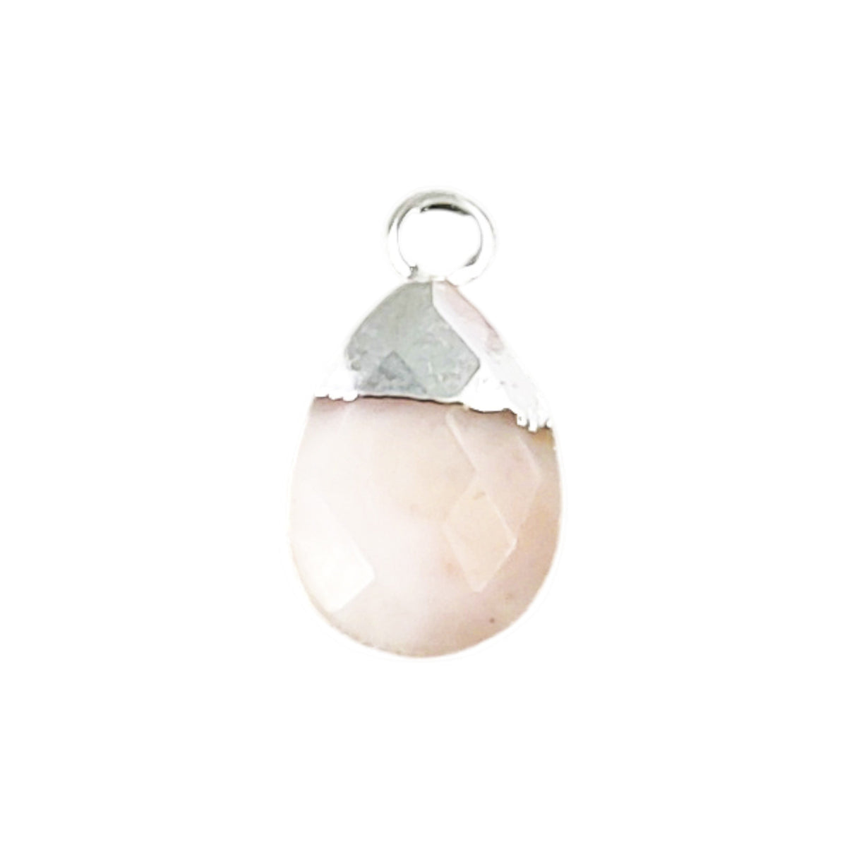 Handmade 13×9mm Pink Opal Pear Shape Teardrop Pendant, Silver Electroplated Natural Gemstone Charm for DIY Jewelry Making – Selling Per Piece