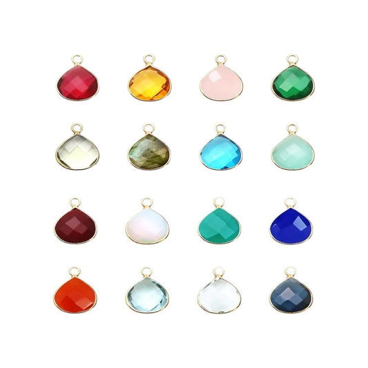 Heart Shape 10mm Multi-Gemstone Pendant Faceted 925 Sterling Silver Drop Charm for Necklaces