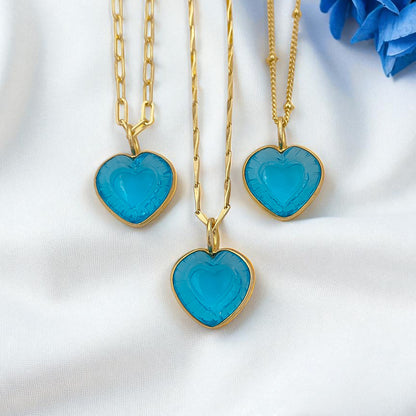 Handmade Swiss Blue Topaz Heart Pendant for Necklace Minimalist Heart Shaped Gemstone Jewelry- Selling Per Necklace