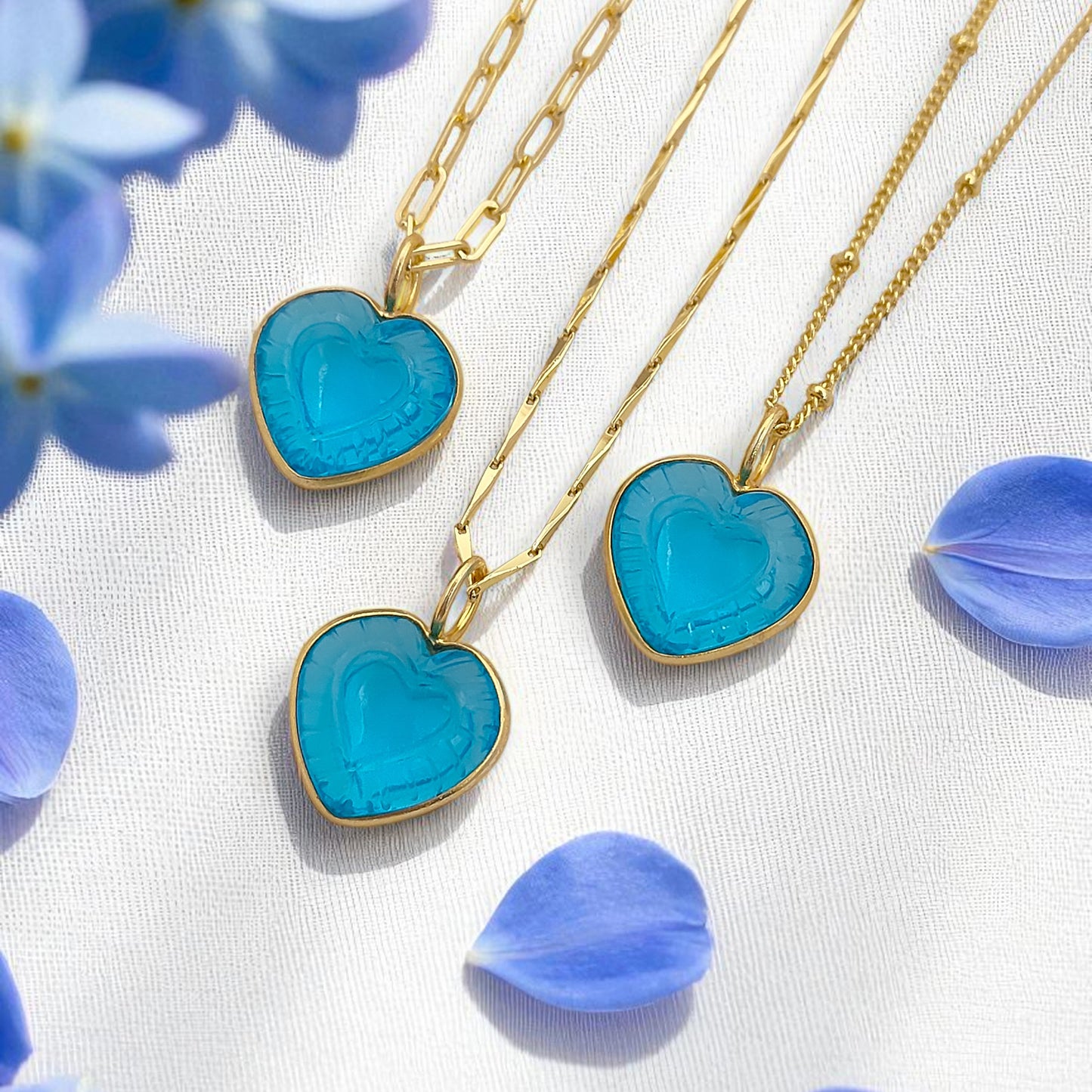 Handmade Swiss Blue Topaz Heart Pendant for Necklace Minimalist Heart Shaped Gemstone Jewelry- Selling Per Necklace