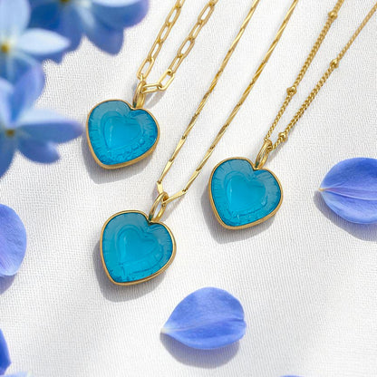 Handmade Swiss Blue Topaz Heart Pendant for Necklace Minimalist Heart Shaped Gemstone Jewelry- Selling Per Necklace