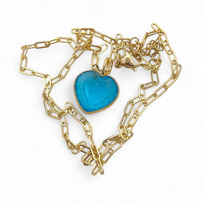 Handmade Swiss Blue Topaz Heart Pendant for Necklace Minimalist Heart Shaped Gemstone Jewelry- Selling Per Necklace