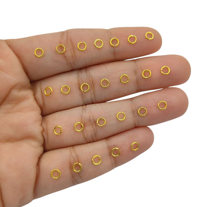 DIY Jewelry Findings Gold Plated Anti Tarnish Open Jump Rings, O Shape Connectors in 4mm, 6mm, 8mm for Handmade Jewelry Making- Selling By 50 Pcs Set